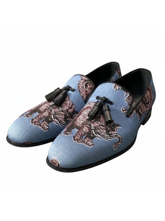 Louis Vuitton Chapman Brazza Tassel Loafers Blue Elephant Shoes 7.5 main image 11